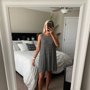 black & white striped dress